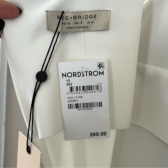 BEC & BRIDGE Ivory Iris V-Neck Stretchy Midi Dress Size 8 - Picture 13 of 15